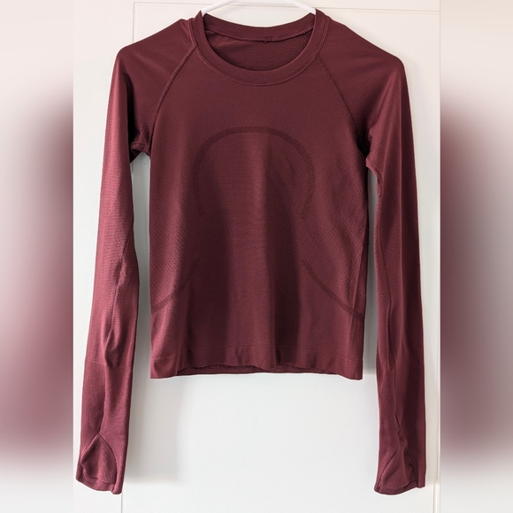 Lululemon Swiftly Tech Long Sleeve Shirt 2.0 *Race Length - Red Merlot, Size 2 - Picture 3 of 7